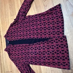 Onyx Red and Black Open Cardigan Glitter Sparkle